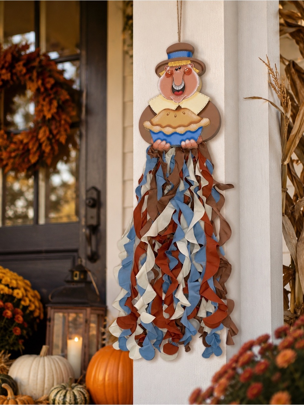 Thanksgiving Pilgrim Wall Hanging Hand Painted Farmhouse Decor